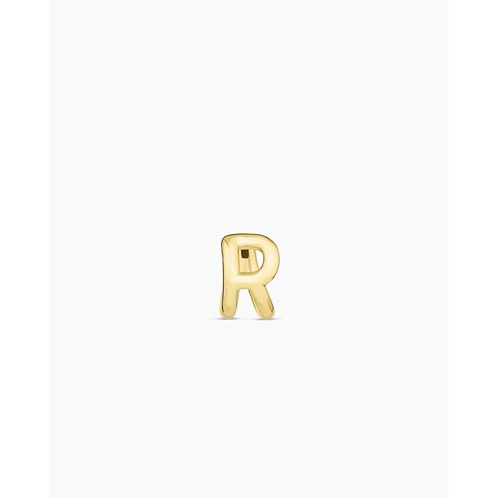 NEW GORJANA women's alphabet r single huggie in gold